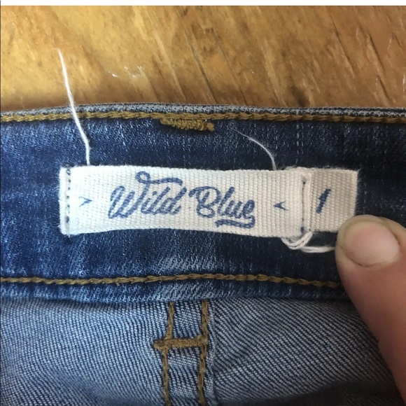 Wild Blue Jean Shorts Dark Distressed Button Fly - Picture 4 of 9